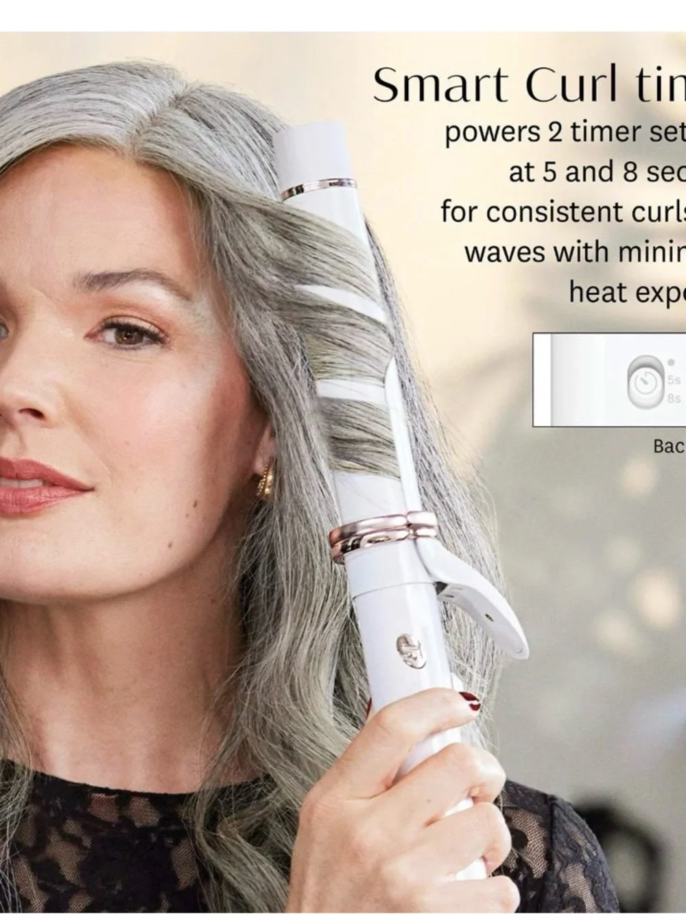 T3 CurlWrap Automatic Curling Wand - White with Rose Gold Trim
